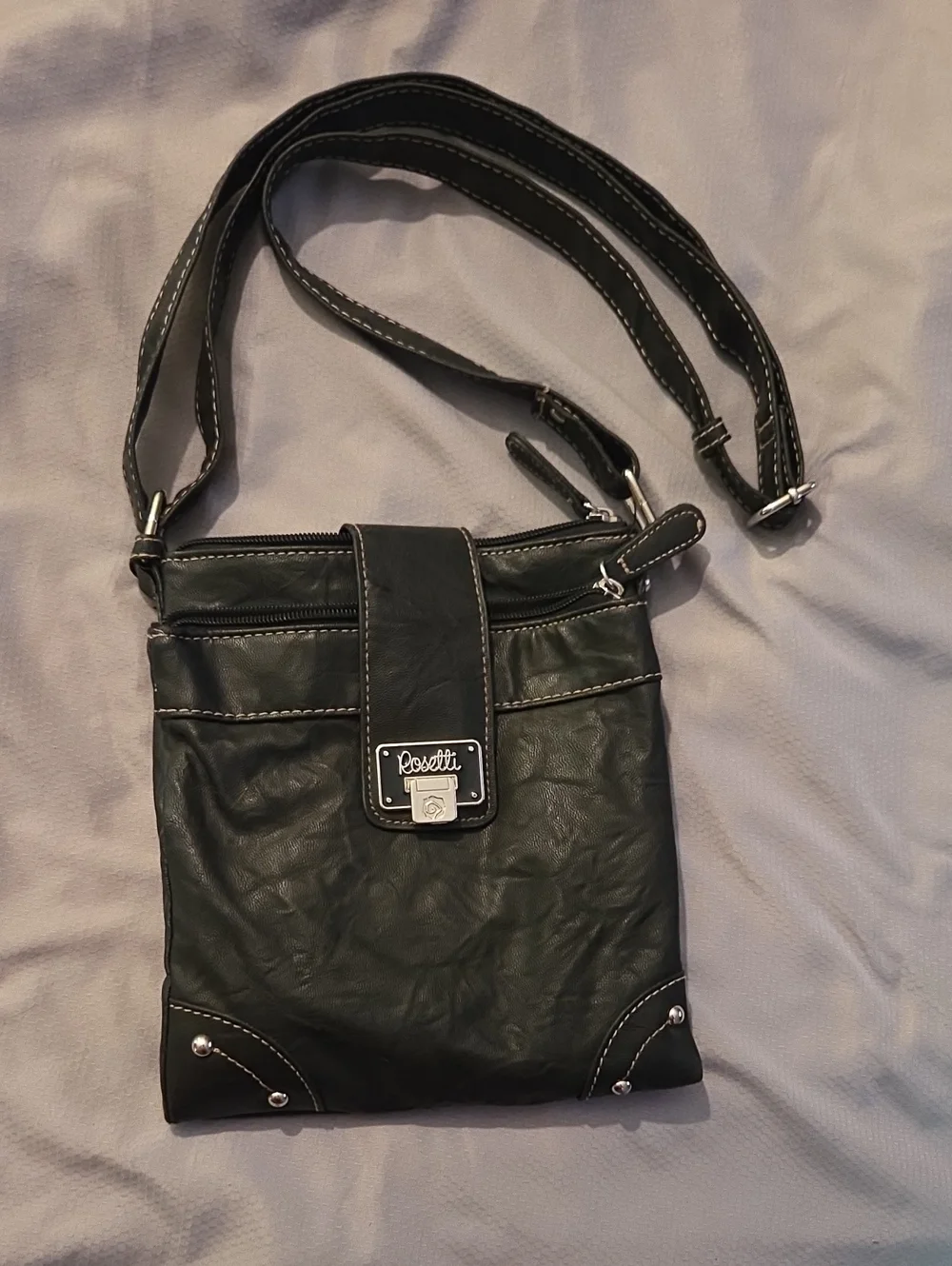 Rosetti Black Faux Leather Crossbody